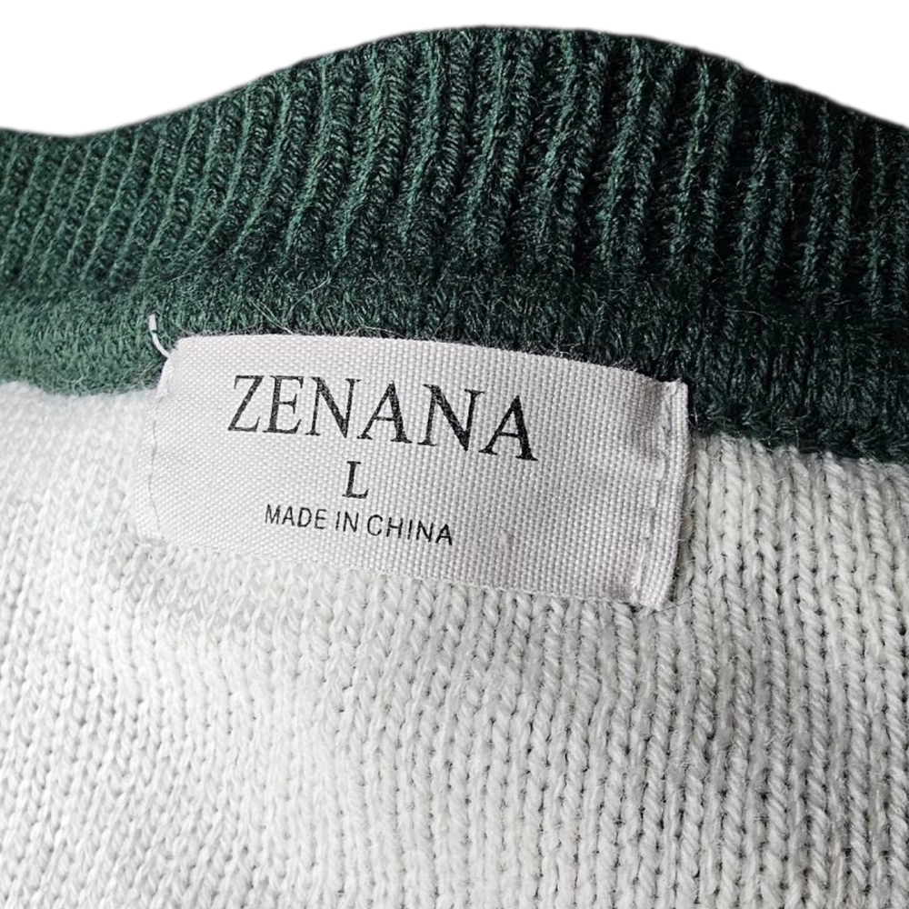 Zenana Outfitters Forest Green Star V-Neck Sweater - Picture 4 of 6